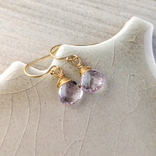 Load image into Gallery viewer, Light Pink Amethyst Gold Earrings