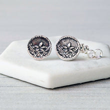 Load image into Gallery viewer, Egyptian Star Flower Sterling Silver Stud Earrings
