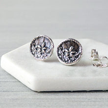 Load image into Gallery viewer, Egyptian Star Flower Sterling Silver Stud Earrings