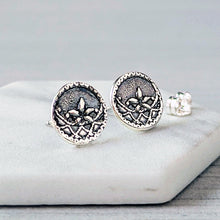Load image into Gallery viewer, Egyptian Star Flower Sterling Silver Stud Earrings