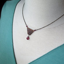Load image into Gallery viewer, Copper, Sterling Silver, and Rubelite Tourmaline Grow Where Planted Necklace
