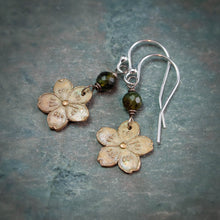 Load image into Gallery viewer, Sakura Earrings in Bronze with Green Tourmaline