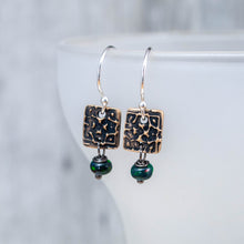 Load image into Gallery viewer, Bronze Tapestry and Black Opal Earrings
