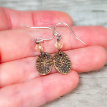 Load image into Gallery viewer, Citrine and Bronze Tapestry Oval Earrings