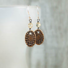 Load image into Gallery viewer, Citrine and Bronze Tapestry Oval Earrings