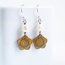 Load image into Gallery viewer, Ume Plum Blossom Bronze Earrings with Druzy "Rosebud" Pearls