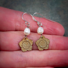 Load image into Gallery viewer, Ume Plum Blossom Bronze Earrings with Druzy "Rosebud" Pearls