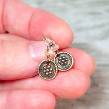 Load image into Gallery viewer, Citrine and Bronze Victorian Daisy Earrings