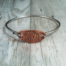 Load image into Gallery viewer, Triple Iris Copper and Sterling Bangle Bracelet