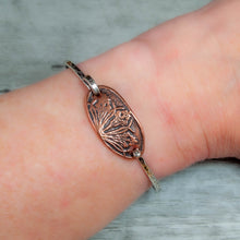 Load image into Gallery viewer, Triple Iris Copper and Sterling Bangle Bracelet