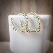 Load image into Gallery viewer, Apatite Gold Lotus Petal Hoop Earrings