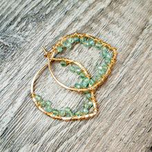Load image into Gallery viewer, Apatite Gold Lotus Petal Hoop Earrings