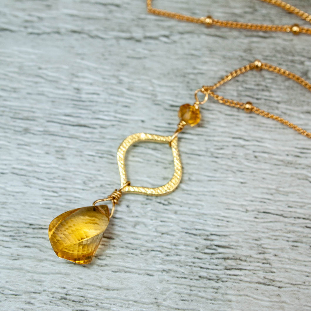 Citrine and Gold Arabesque Necklace