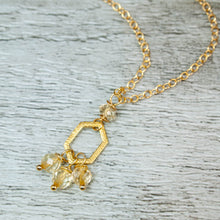 Load image into Gallery viewer, Citrine and Gold Honeycomb Necklace
