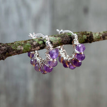 Load image into Gallery viewer, Amethyst Hoop Earrings