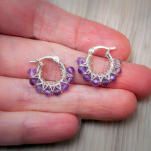 Load image into Gallery viewer, Amethyst Hoop Earrings