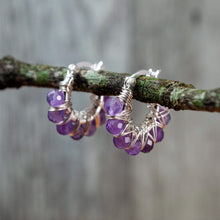 Load image into Gallery viewer, Amethyst Hoop Earrings