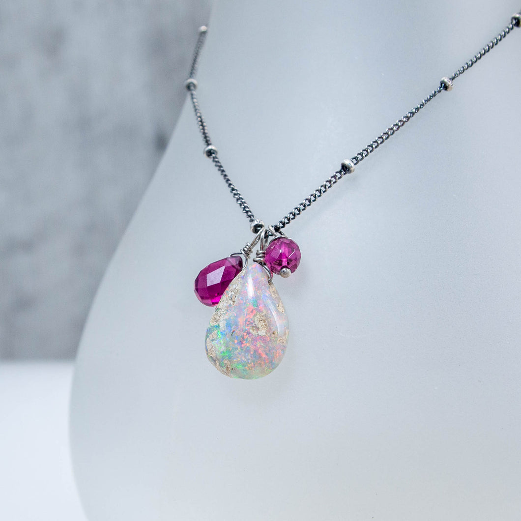 Australian Opal and Pink Tourmaline Hope and Self-Compassion Talisman Necklace