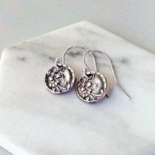 Load image into Gallery viewer, Tiny Sterling Silver Victorian Flower Earrings: Antique Inspired
