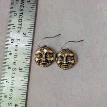 Load image into Gallery viewer, Bronze Moon Face Earrings: Artisan Celestial Jewelry
