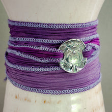 Load image into Gallery viewer, Silver Lotus Wrap Bracelet, Resilience Talisman
