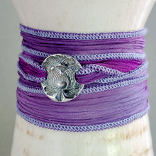 Load image into Gallery viewer, Silver Lotus Wrap Bracelet, Resilience Talisman
