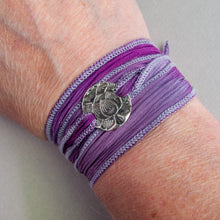 Load image into Gallery viewer, Silver Lotus Wrap Bracelet, Resilience Talisman
