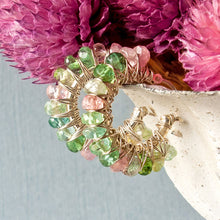 Load image into Gallery viewer, Pastel Multicolor Tourmaline Hoop Earrings
