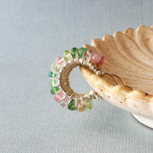 Load image into Gallery viewer, Pastel Multicolor Tourmaline Hoop Earrings
