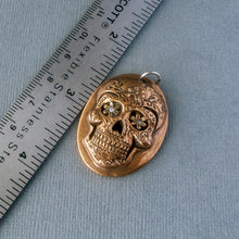 Load image into Gallery viewer, Bronze Sugar Skull Cameo Pendant
