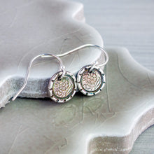 Load image into Gallery viewer, Vintage Daisy Earrings, Artisan Sterling Silver Jewelry, Antique Button Cast
