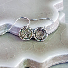 Load image into Gallery viewer, Vintage Daisy Earrings, Artisan Sterling Silver Jewelry, Antique Button Cast
