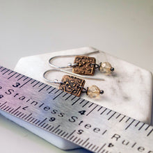 Load image into Gallery viewer, Citrine and Bronze Tapestry Earrings
