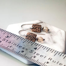 Load image into Gallery viewer, Tapestry Mini Bronze Earrings with Citrine | Artisan Mixed Metal
