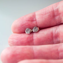 Load image into Gallery viewer, Tiny Sterling Silver Spiral Stud Earrings: Artisan Jewelry
