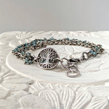 Load image into Gallery viewer, Tree Of Life Dancing Aquamarine Toggle Bracelet
