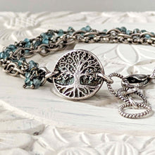 Load image into Gallery viewer, Tree Of Life Dancing Aquamarine Toggle Bracelet
