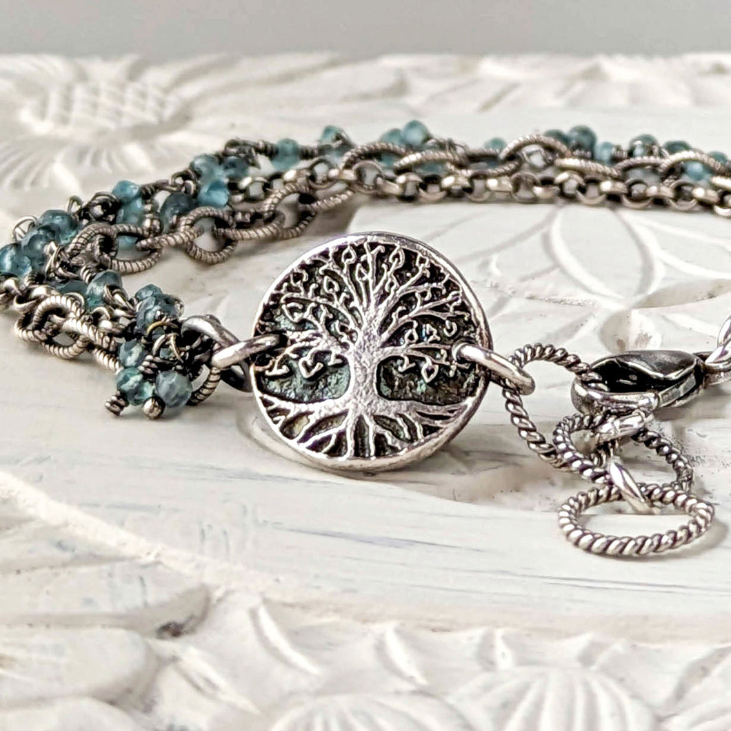 Tree Of Life Dancing Aquamarine Toggle Bracelet