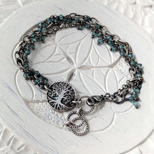 Load image into Gallery viewer, Tree Of Life Dancing Aquamarine Toggle Bracelet
