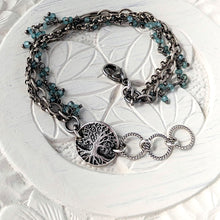 Load image into Gallery viewer, Tree Of Life Dancing Aquamarine Toggle Bracelet
