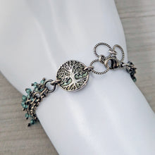 Load image into Gallery viewer, Tree Of Life Dancing Aquamarine Toggle Bracelet
