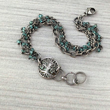 Load image into Gallery viewer, Tree Of Life Dancing Aquamarine Toggle Bracelet
