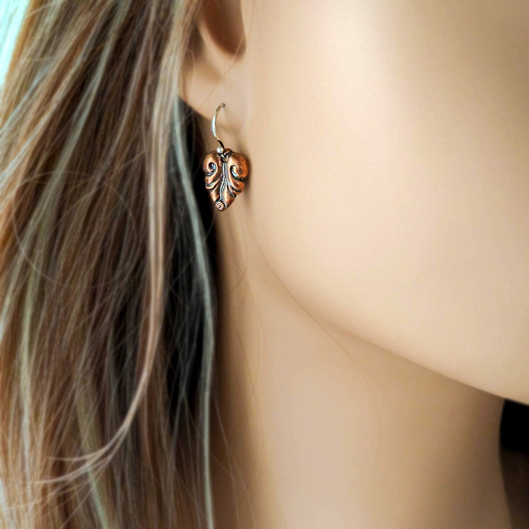 Copper Elvish Leaf Earrings