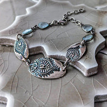 Load image into Gallery viewer, Sterling Silver Yoni Inspired Bracelet, Aquamarine &amp; Artisan Sterling Silver
