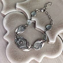 Load image into Gallery viewer, Sterling Silver Yoni Inspired Bracelet, Aquamarine &amp; Artisan Sterling Silver
