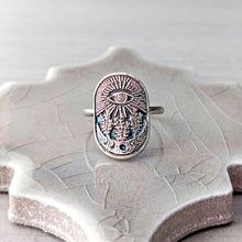 Load image into Gallery viewer, All Seeing Eye Statement Ring | Sterling Silver Botanical Talisman
