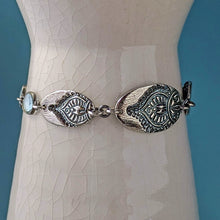 Load image into Gallery viewer, Sterling Silver Yoni Inspired Bracelet, Aquamarine &amp; Artisan Sterling Silver
