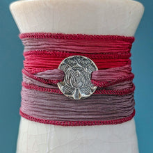 Load image into Gallery viewer, Sterling Silver Lotus Wrap Bracelet, Talisman for Inner Strength
