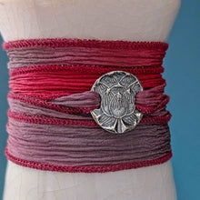 Load image into Gallery viewer, Sterling Silver Lotus Wrap Bracelet, Talisman for Inner Strength
