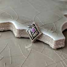 Load image into Gallery viewer, Fine Silver Thistle Pendant: Pink Sapphire Celtic Talisman
